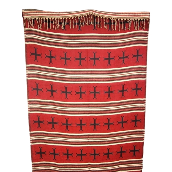 Oversized Vintage Wool Feel Serape Style Soth Wesern Vibes Wrap Scarf - Picture 3 of 9